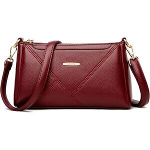 Chic Burgundy Water-Resistant Crossbody Bag for Women with Detachable Straps